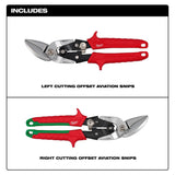 Milwaukee 48-22-4553 2PC Offset Aviation Snip Set - 2