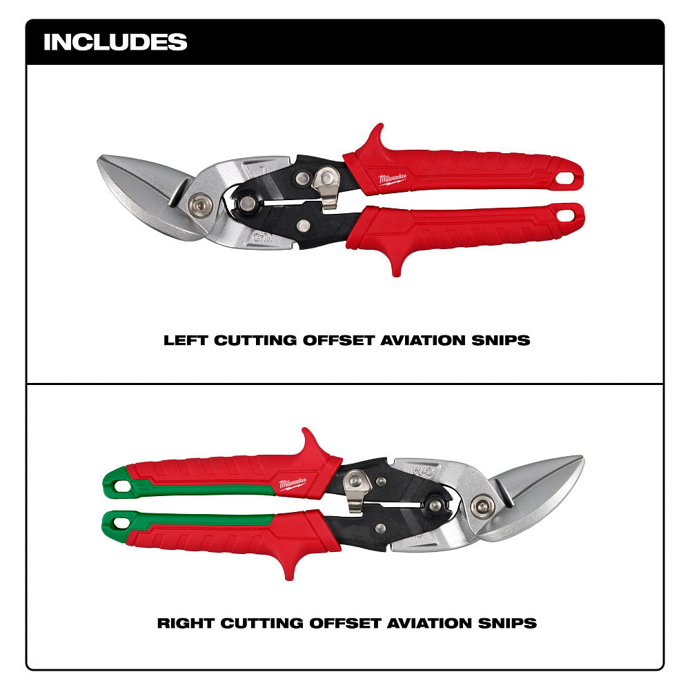 Milwaukee 48-22-4553 2PC Offset Aviation Snip Set - 2