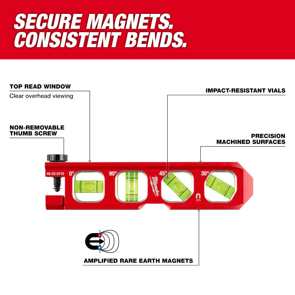 Milwaukee 48-22-5110 6.5” Pipe Lock Billet Torpedo Level - 2