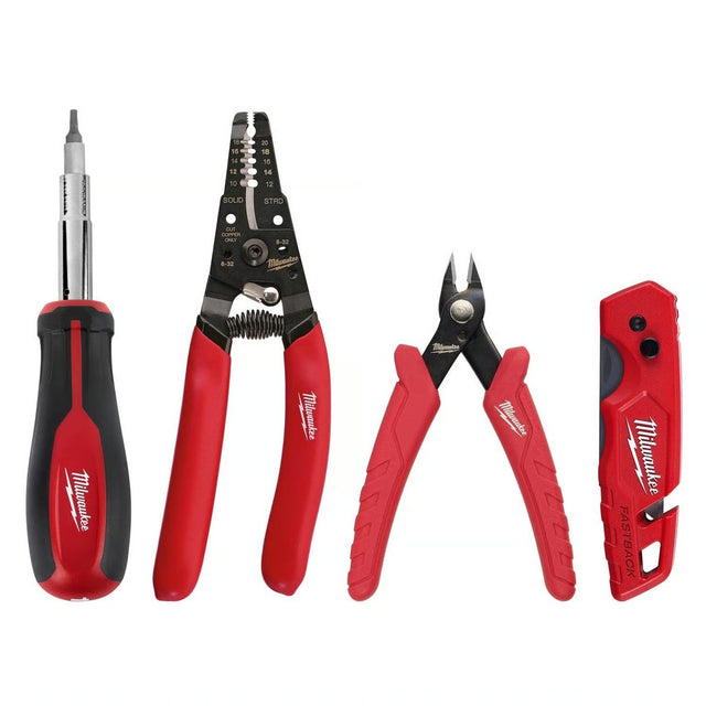 Milwaukee 48-22-6119 Electrician's Tool Kit,11-in-1 Screwdriver,FASTBACK Utility Knife(4 Piece)