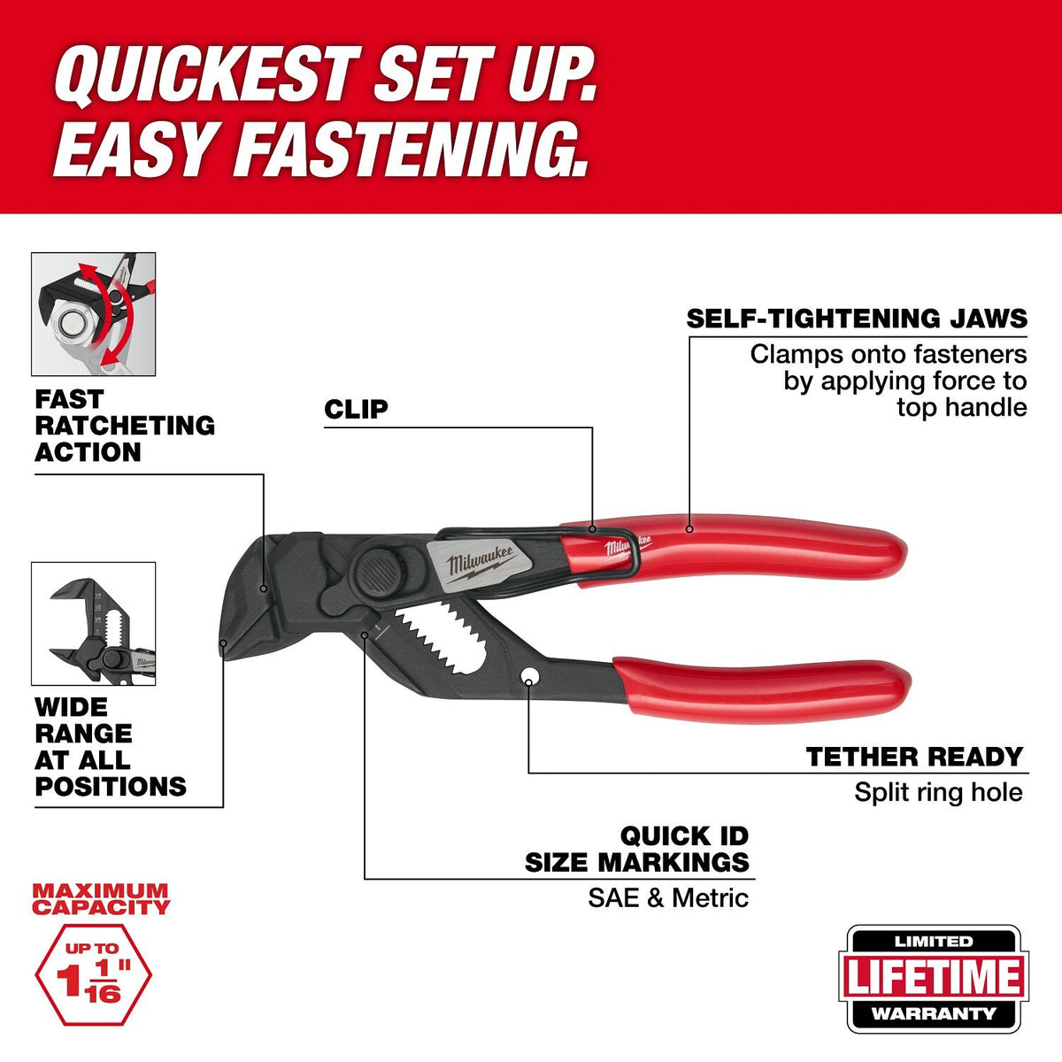 Milwaukee 48-22-6906 5" Pliers Wrench with Belt Clip (1 Each) - 2