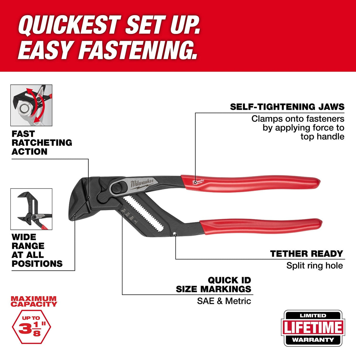Milwaukee 48-22-6912 12" Pliers Wrench with Parallel Jaws and 3-1/8" Capacity - 2