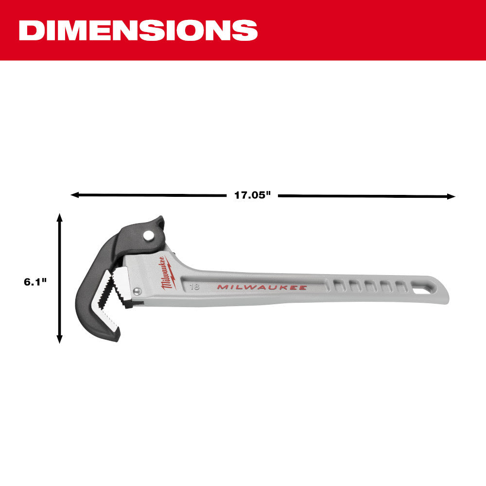 Milwaukee 48-22-7418 18" Aluminum Self-Adjusting Pipe Wrench - 3