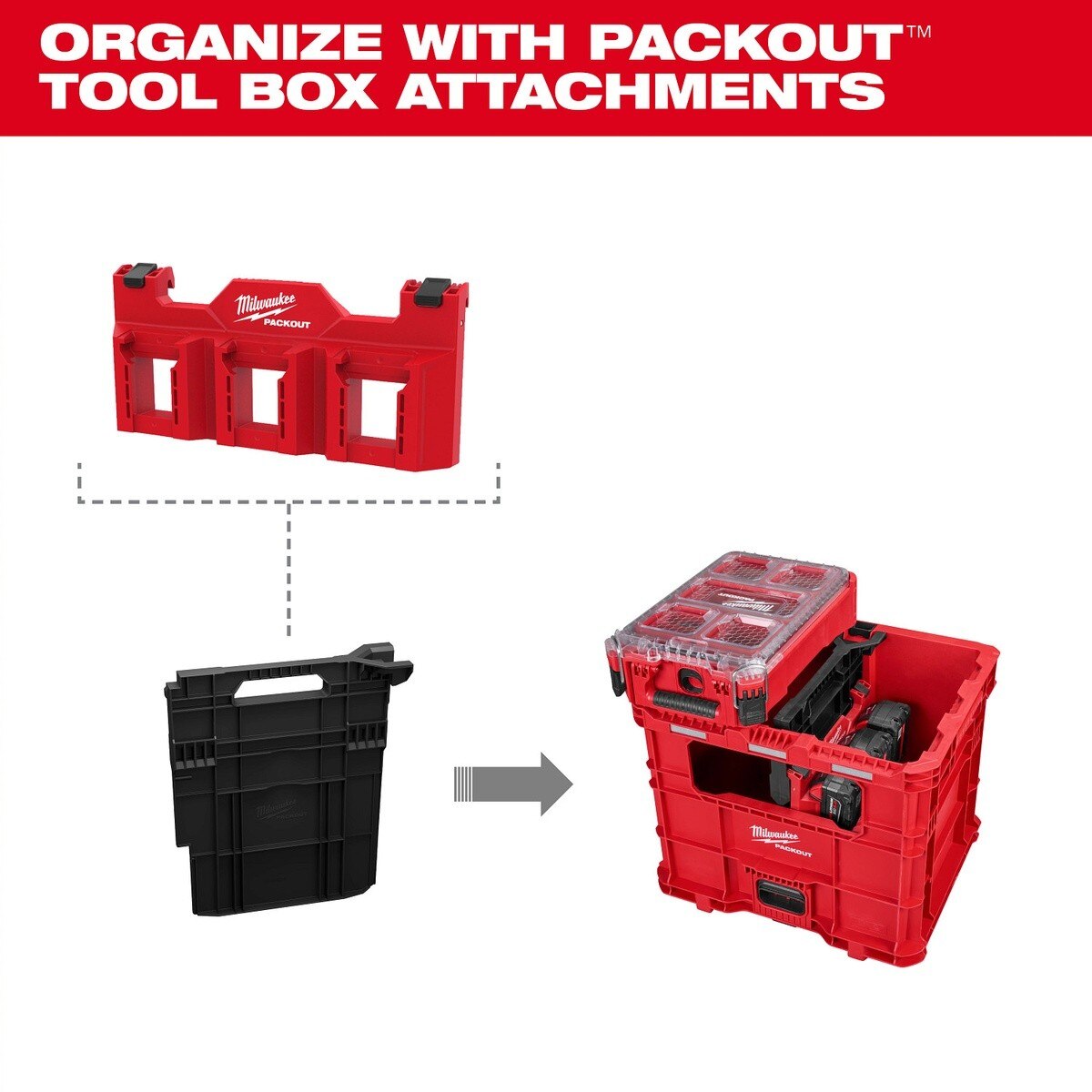 Milwaukee 48-22-8039 PACKOUT XL Crate Divider with Toolbox Attachment Ready Mounting 4" L x 15.25" W x 19" H - 7