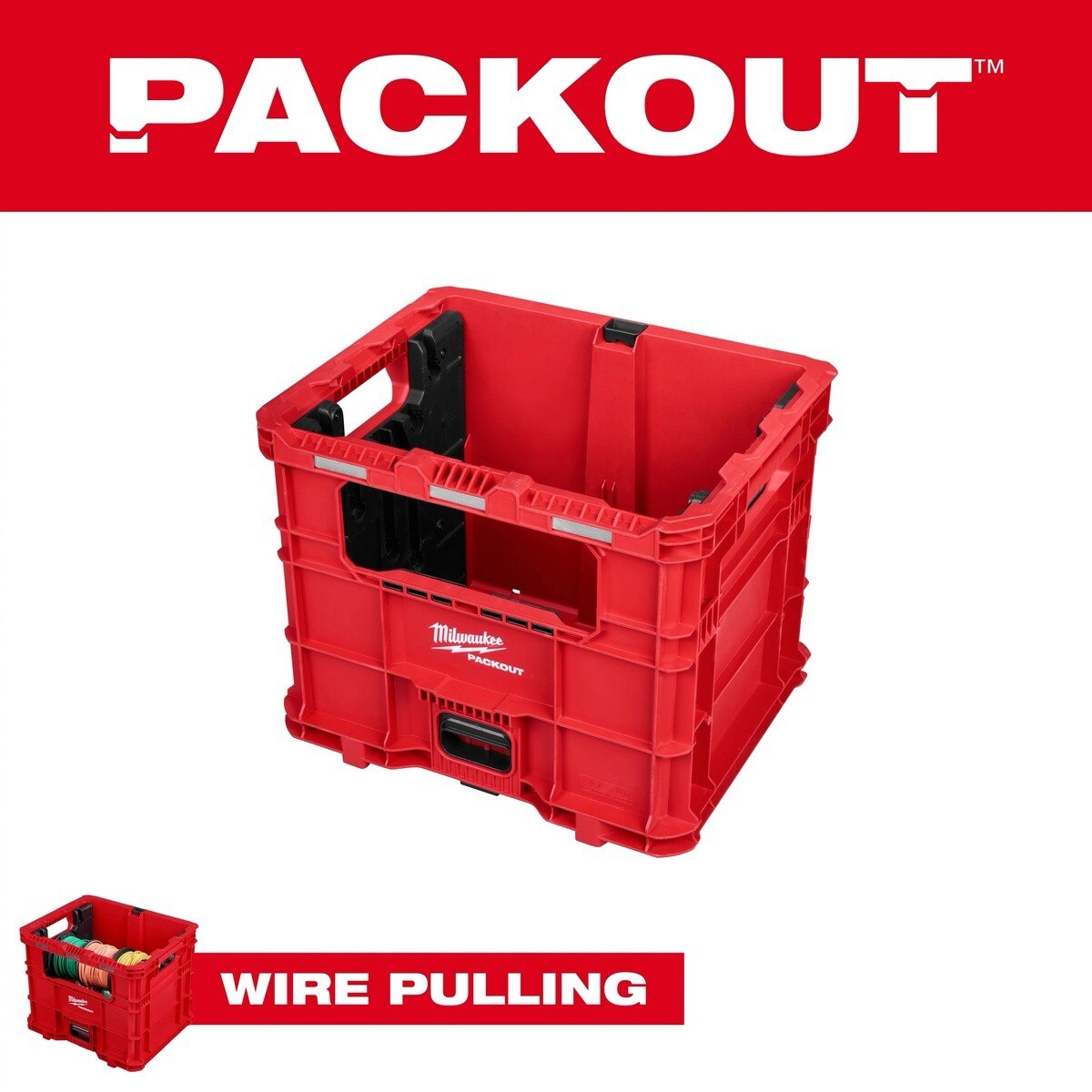 Milwaukee 48-22-8043 PACKOUT Wire Pulling XL Crate 19 x 15.88 x 15.69" with Insert - 2