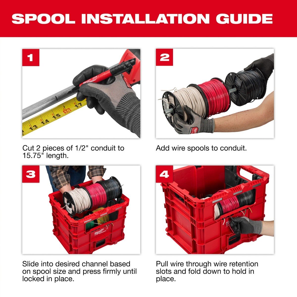 Milwaukee 48-22-8043 PACKOUT Wire Pulling XL Crate 19 x 15.88 x 15.69" with Insert - 8