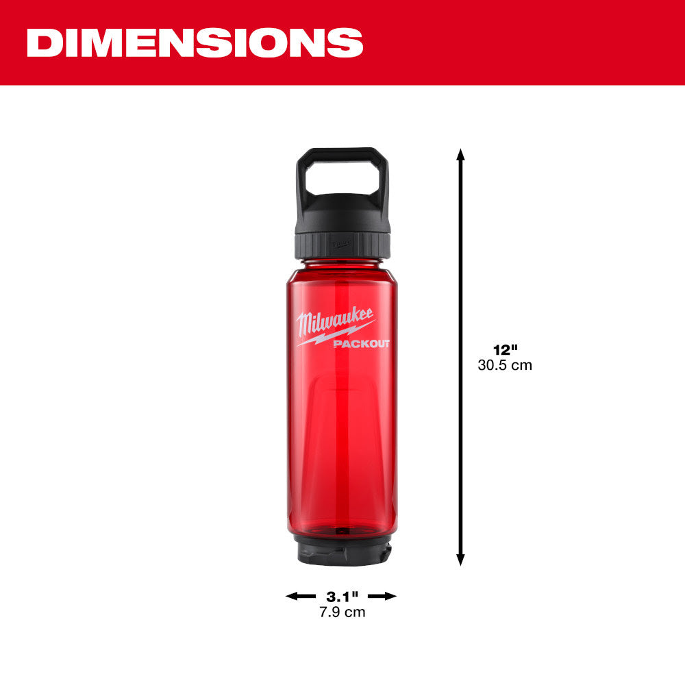 Milwaukee 48-22-8372R PACKOUT 34oz Bottle with Chug Lid - Red - 3