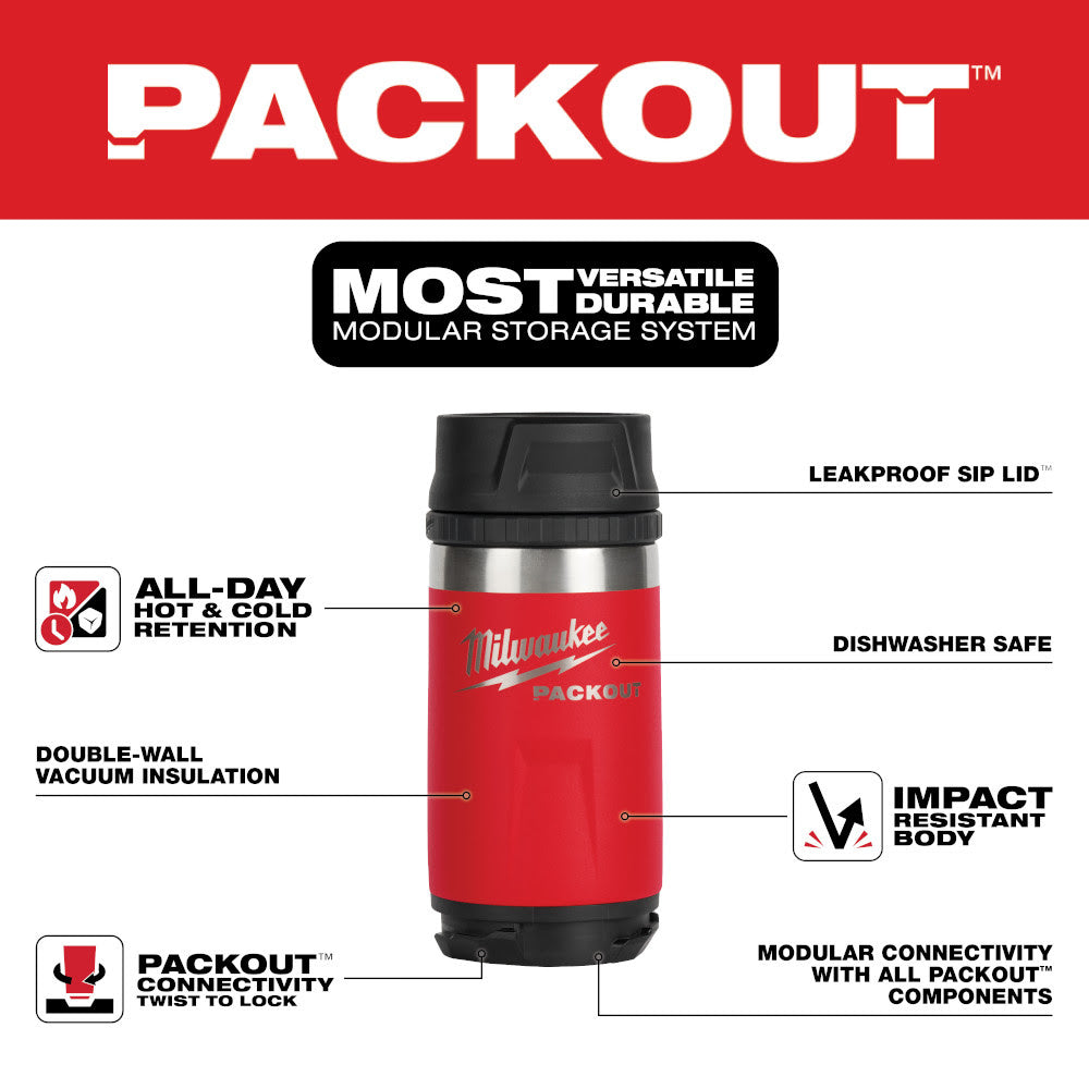 Milwaukee 48-22-8391R PACKOUT 12oz Insulated Bottle with Sip Lid - 2