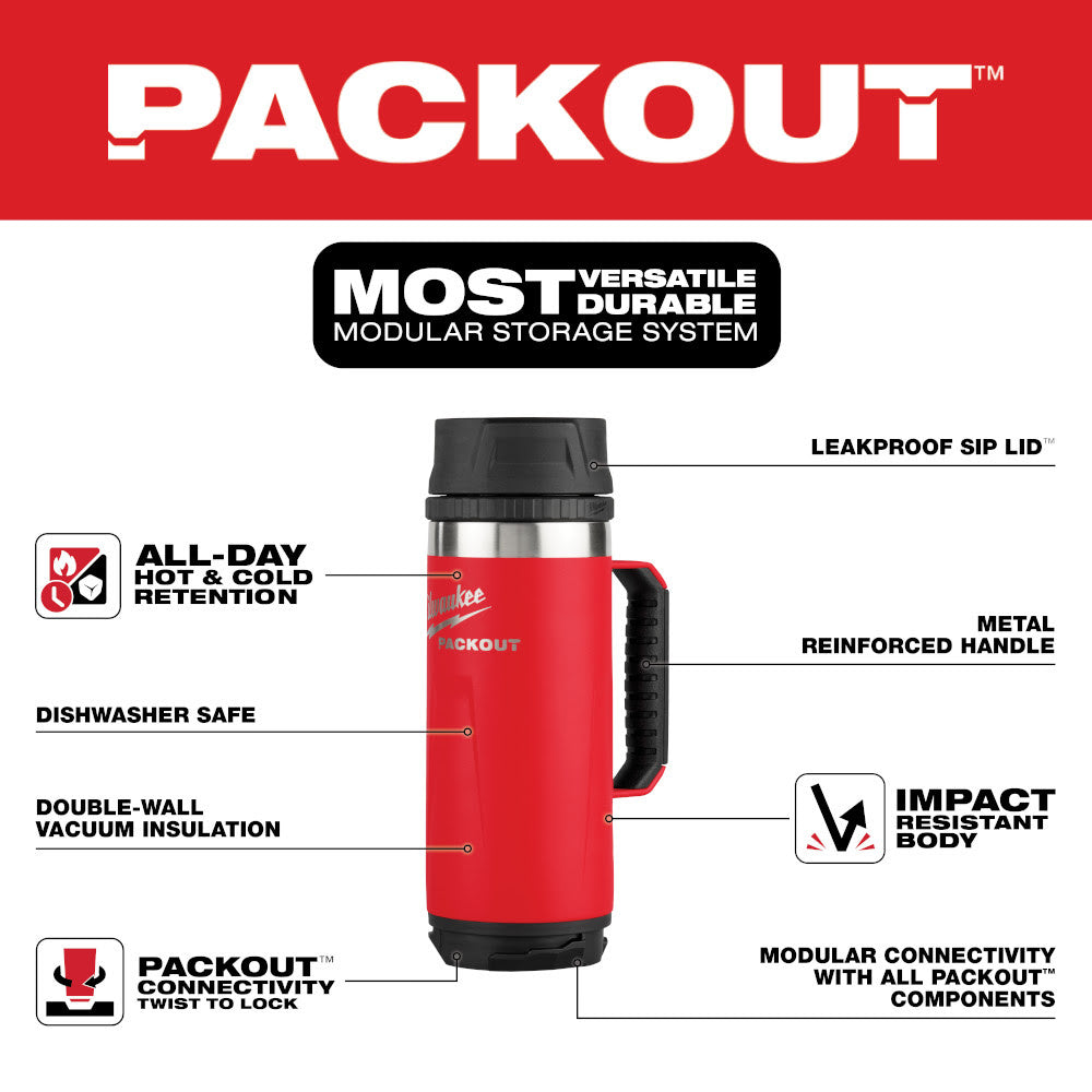 Milwaukee 48-22-8394R PACKOUT 18oz Insulated Mug with Sip Lid - 2