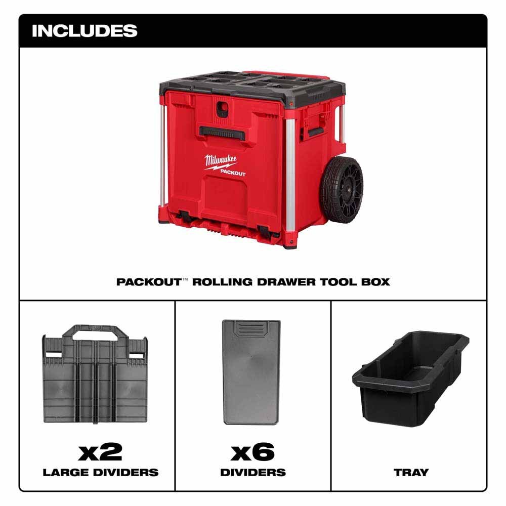 Milwaukee 48-22-8420 PACKOUT Rolling Drawer Tool Box - 3