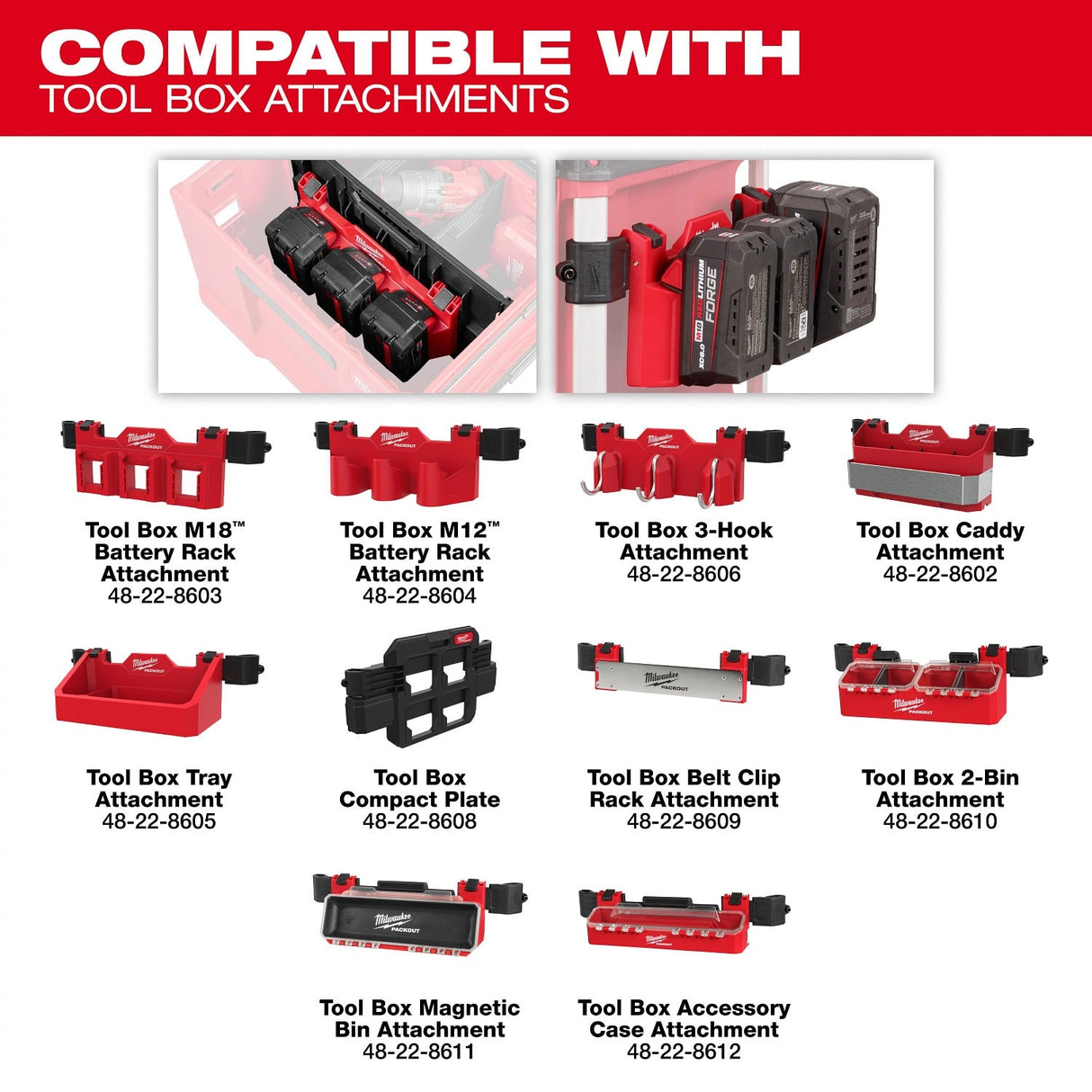 Milwaukee 48-22-8441 PACKOUT Single Drawer Tool Box 22.2" W x 16.3" L x 14.3" H with Locking Bar and Dividers - 10