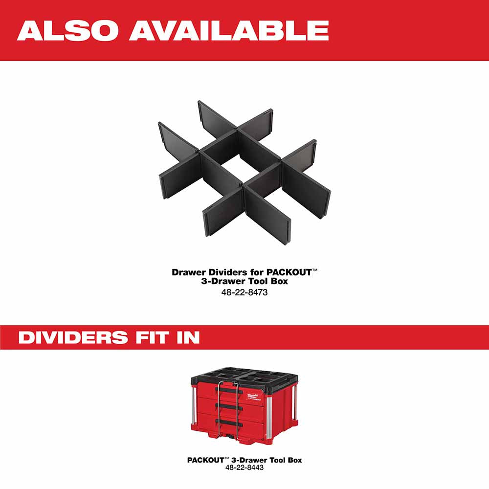 Milwaukee 48-22-8443 PACKOUT™ 3-Drawer Tool Box - 9