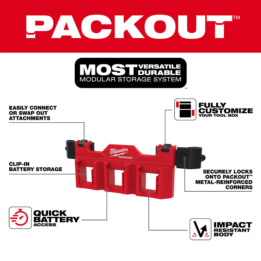 Milwaukee 48-22-8603 PACKOUT Tool Box M18 Battery Rack Attachment - 2