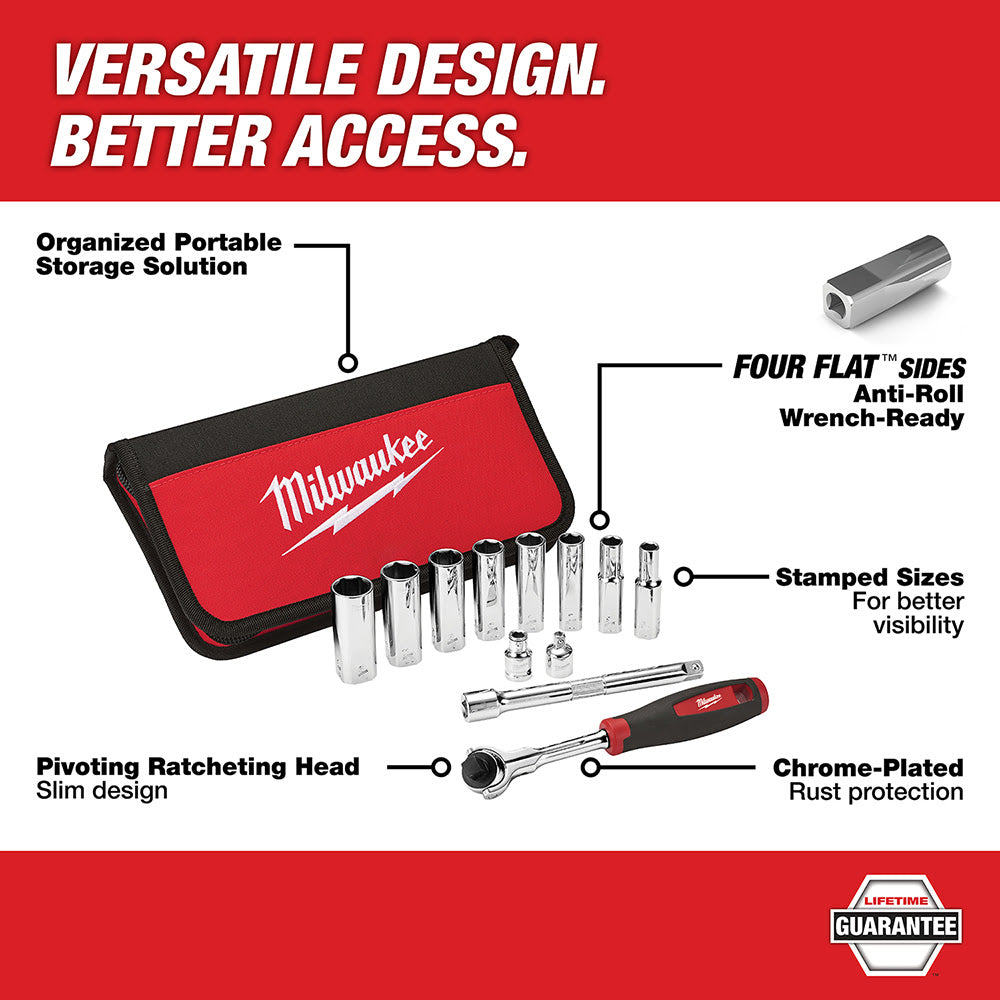 Milwaukee 48-22-9001 12 Piece 3/8" Drive Metric Socket Set - 3