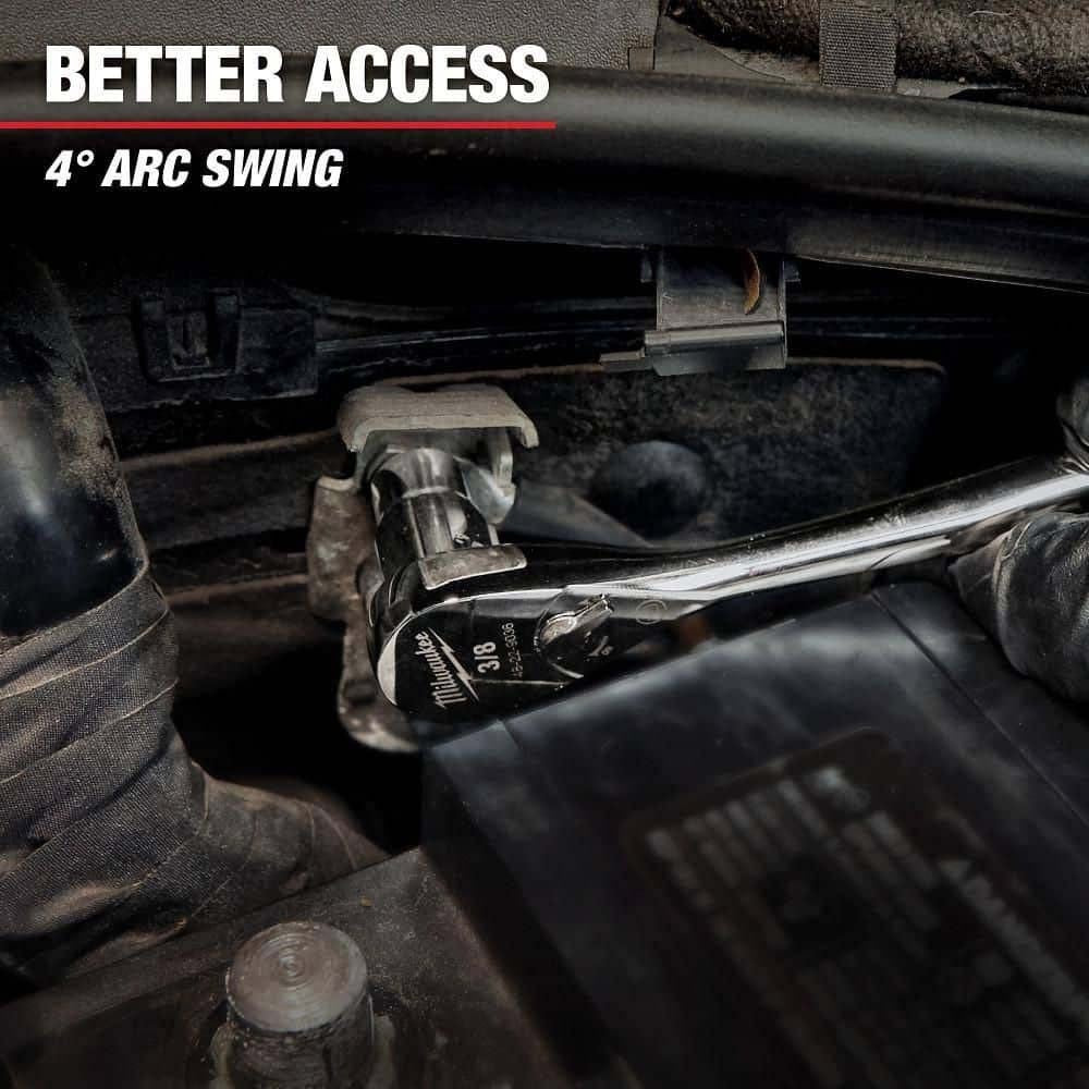 Milwaukee 48-22-9005 1/4 in. Drive 90-Tooth Extended Ratchet with 4 Degree Arc Swing (9 in.) - 4