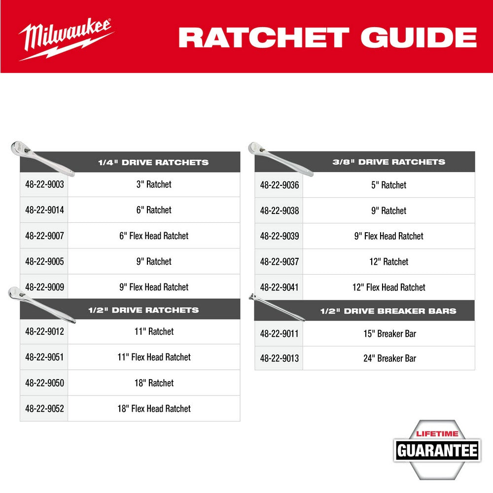 Milwaukee 48-22-9007 1/4" Drive 6" Flex Head Ratchet - 8