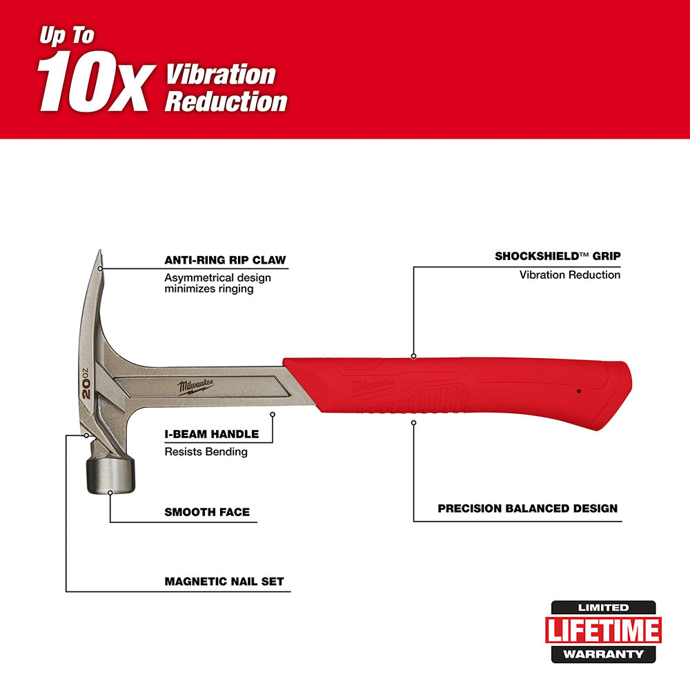 Milwaukee 48-22-9020 20oz Smooth Face Rip Claw Hammer - 7