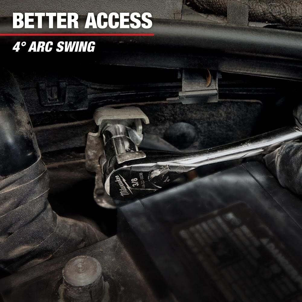 Milwaukee 48-22-9037 3/8 in. Drive 12 in. Ratchet with 90-Tooth Design and 4 Degree Arc Swing - 4