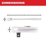 Milwaukee 48-22-9037 3/8 in. Drive 12 in. Ratchet with 90-Tooth Design and 4 Degree Arc Swing - 5