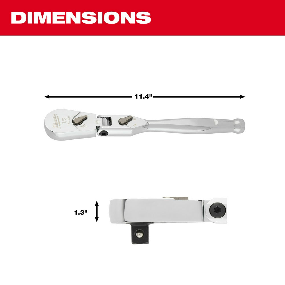 Milwaukee 48-22-9051 1/2" Drive 11" Flex Head Ratchet - 3