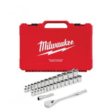 Milwaukee 48-22-9088 3/8" Drive Metric and SAE Ratchet and Socket Set with Four Flat Sides (29-Piece)