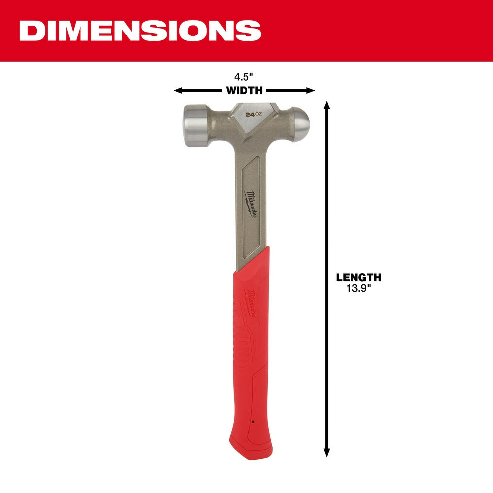 Milwaukee 48-22-9131 24oz Steel Ball Peen Hammer - 3