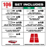 Milwaukee 48-22-9280 1/4"  3/8" 1/2" Drive Bit Socket Set with PACKOUT Organizer (106-Piece) - 2