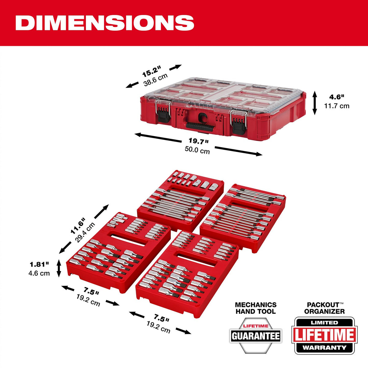 Milwaukee 48-22-9280 1/4"  3/8" 1/2" Drive Bit Socket Set with PACKOUT Organizer (106-Piece) - 9