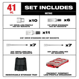 Milwaukee 48-22-9283 1/4" and 3/8" Drive Metric Hex Bit Socket Set with PACKOUT Compact Low Profile Organizer (41 Piece) - 2