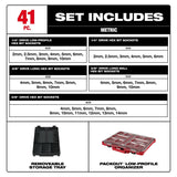 Milwaukee 48-22-9283 1/4" and 3/8" Drive Metric Hex Bit Socket Set with PACKOUT Compact Low Profile Organizer (41 Piece) - 3