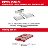 Milwaukee 48-22-9283 1/4" and 3/8" Drive Metric Hex Bit Socket Set with PACKOUT Compact Low Profile Organizer (41 Piece) - 10