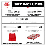 Milwaukee 48-22-9284 1/4" and 3/8" SAE Hex Bit Socket Set with Low-Profile Organizer (46 Piece) - 2