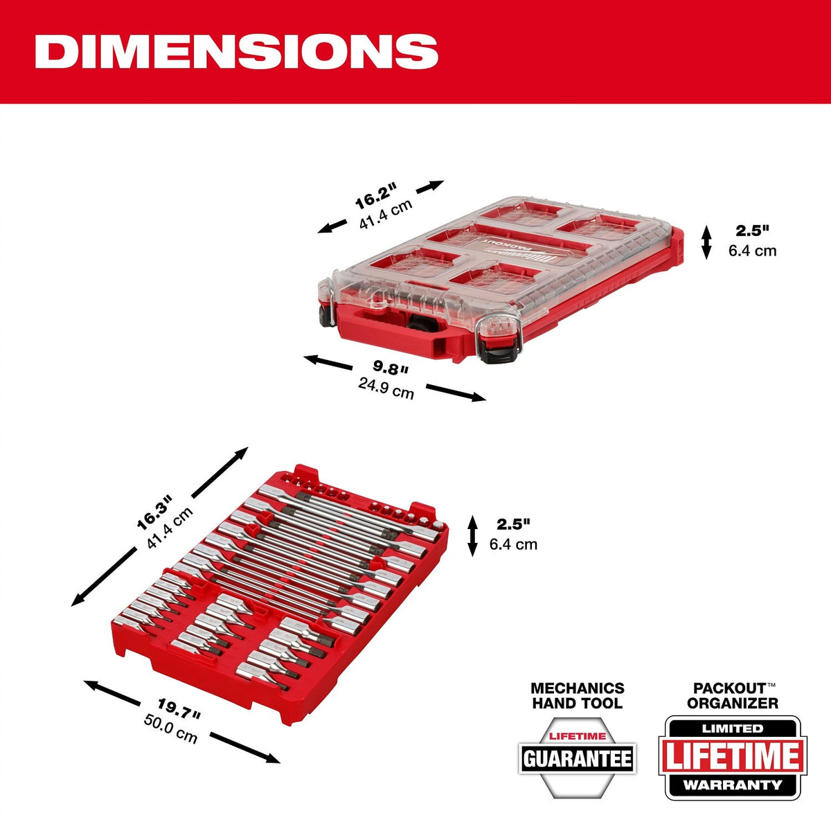 Milwaukee 48-22-9284 1/4" and 3/8" SAE Hex Bit Socket Set with Low-Profile Organizer (46 Piece) - 7