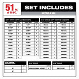Milwaukee 48-22-9285 98pc 3/8" 6-Pt & 12-Pt Metric & SAE Ratchet & Socket Set w PACKOUT Organizer - 6