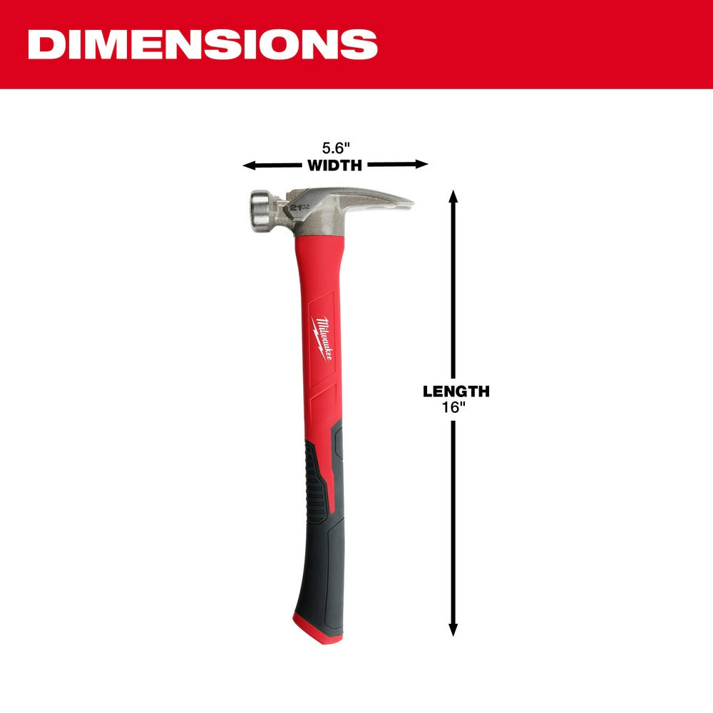 Milwaukee 48-22-9320 21oz Milled Face Poly/Fiberglass Handle Hammer - 3