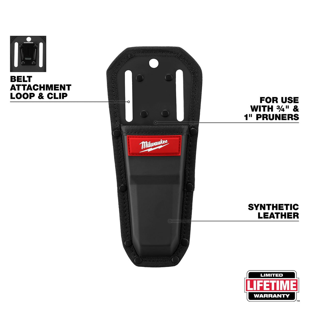 Milwaukee 48-22-9364 Pruner Sheath for 3/4" and 1" Pruners, Synthetic Leather, Belt Clip - 2