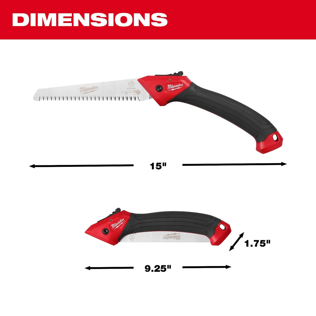 Milwaukee 48-22-9373 7" Straight Folding Pruning Saw with High Carbon Steel Blade - 9