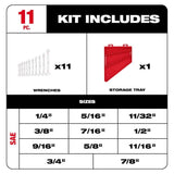 Milwaukee 48-22-9411 11pc SAE Combination Wrench Set - 6