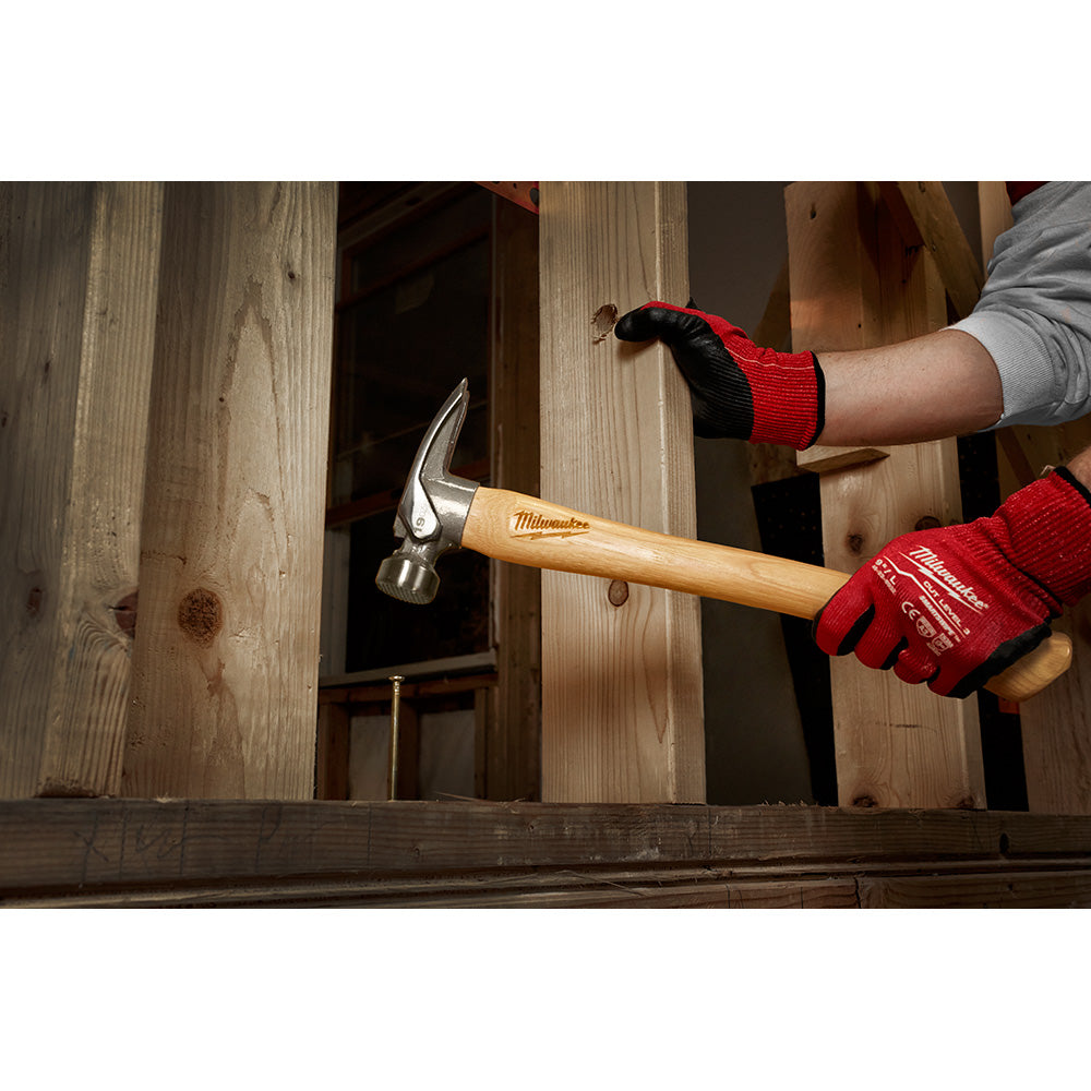 Milwaukee 48-22-9419 19oz Milled Face Hickory Wood Framing Hammer - 4