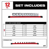 Milwaukee 48-22-9420 12pc 3/8" Drive 12-Point SAE Socket Set - 3