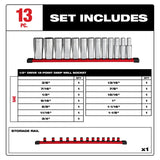 Milwaukee 48-22-9424 13pc 1/2” Drive 12-Point Deep Well SAE Socket Set - 2