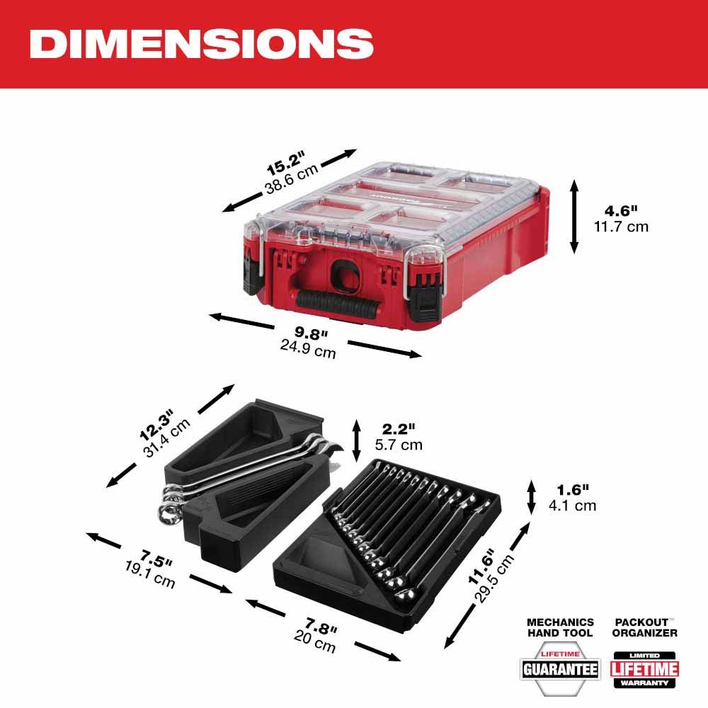 Milwaukee 48-22-9483 15pc Metric Combination Wrench Set with PACKOUT Compact Organizer - 4