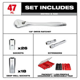 Milwaukee 48-22-9487 47PC 1/2" Drive Ratchet & Socket Set with PACKOUT Organizer - 2