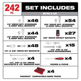Milwaukee 48-22-9490 242pc. 1/4”, 3/8”, & 1/2” Drive Metric & SAE Ratchet & Socket Set - 5