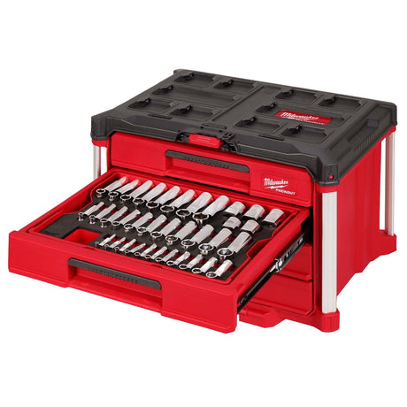 Milwaukee 48-22-9491 242pc. 1/4”, 3/8”, & 1/2” Drive Metric & SAE Ratchet/Socket Set w/ Tool Box