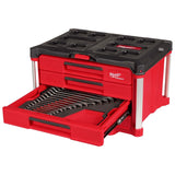 Milwaukee 48-22-9492 60pc. Metric & SAE Combination Wrench Set with PACKOUT 4 Drawer Tool Box