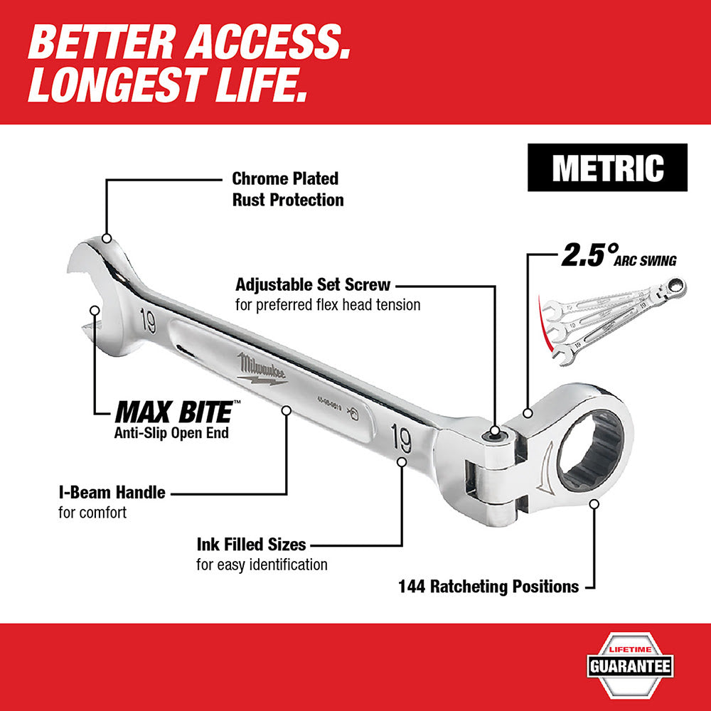 Milwaukee 48-22-9513 15pc Flex Head Ratcheting Wrench Set - Metric - 3