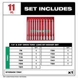 Milwaukee 48-22-9534 1/4 and 3/8 Inch Drive Long TORX Bit Socket Set with FOUR FLAT Sides (11 Piece) - 2
