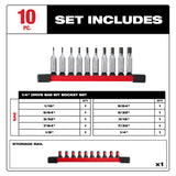 Milwaukee 48-22-9540 10pc 1/4" Drive Hex Bit Socket Set - SAE - 2