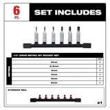Milwaukee 48-22-9541 6pc 1/4" Drive Hex Bit Socket Set - Metric - 2